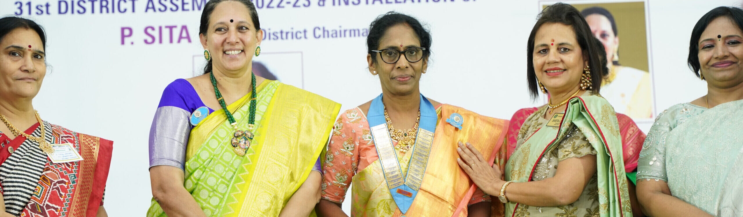 IIW treasurer Sarita Lunani installing District Chairman P. Sita Devi